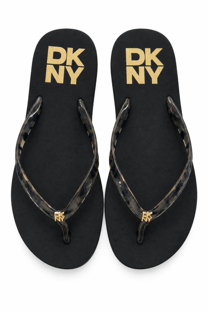 Sandalias DKNY Logo Flip Flop Black/Gold